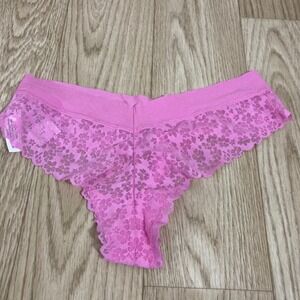 Victoria's Secret PINK Thong Womens Large Pink New Floral Lace Low Rise Lingerie